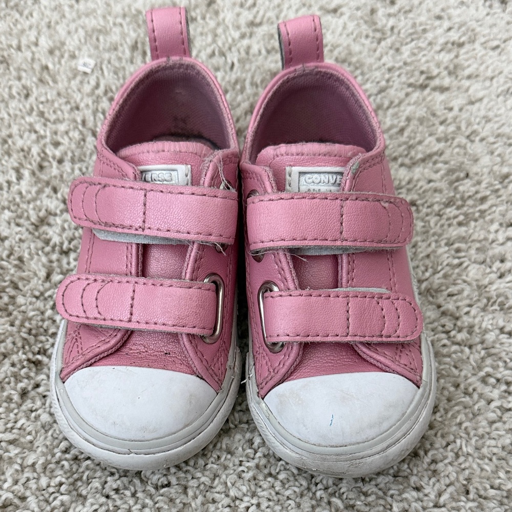 Converse Kids Pink Velcro Low-Top Sneakers